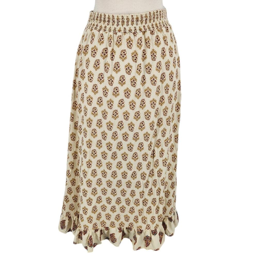 SALE CeCe Floral Pull On Rayon Skirt with Ruffle Hem Size Small